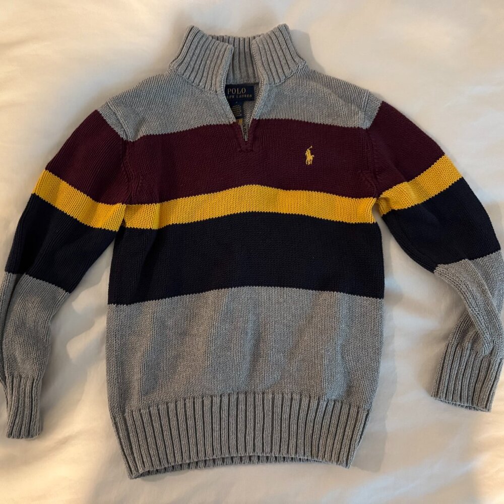 POLO RALPH LAUREN SIZE 6  KID LIMITED EDITION SIGNATURE 1/4 ZIP PULLOVER